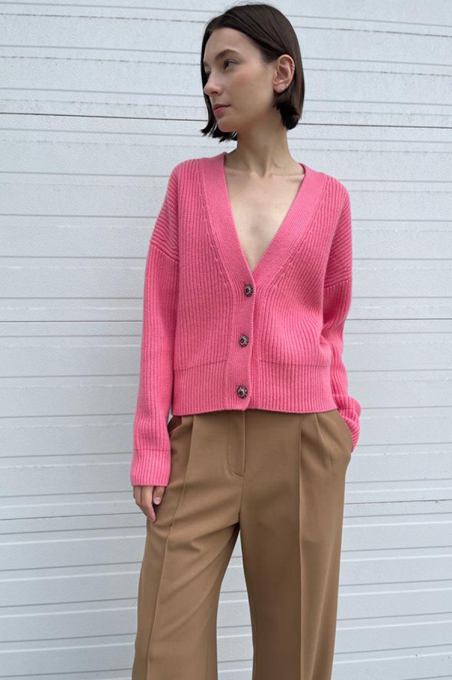 Odeeh | Crystal Buttons Cardigan In Candy Pink (Sold Out)