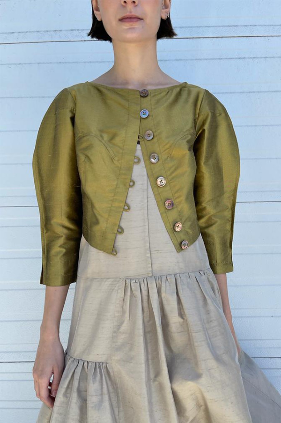 Chelsea Mak | Palace Blouse In Iridescent Khaki