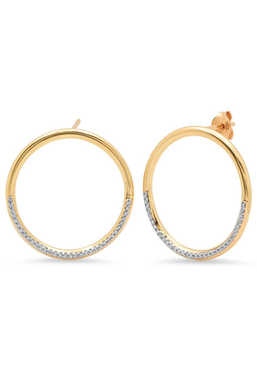 Eriness | Gold Half Diamond Loop Earrings