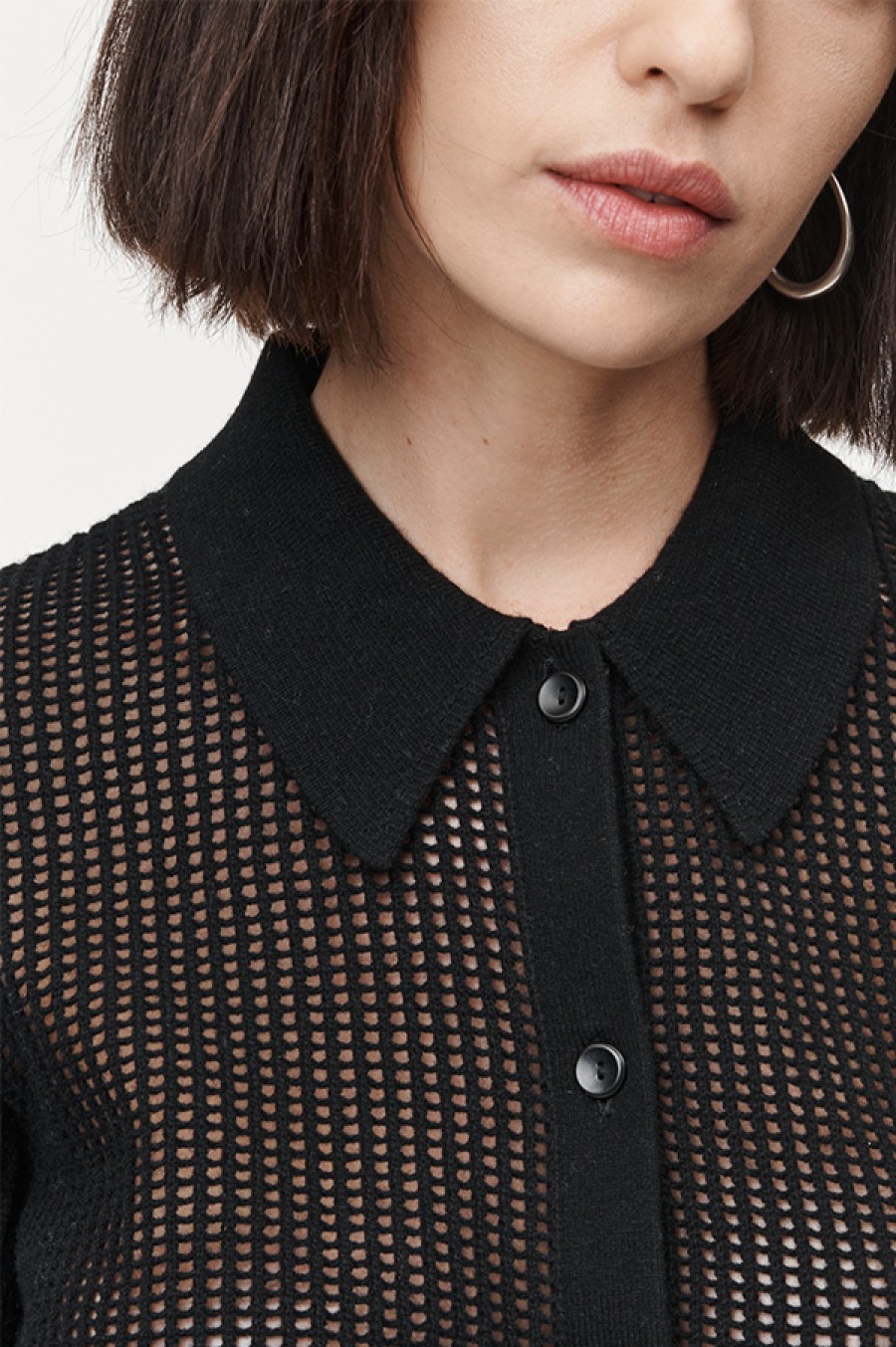 Maria McManus | Mesh Polo Cardigan In Black (Sold Out)