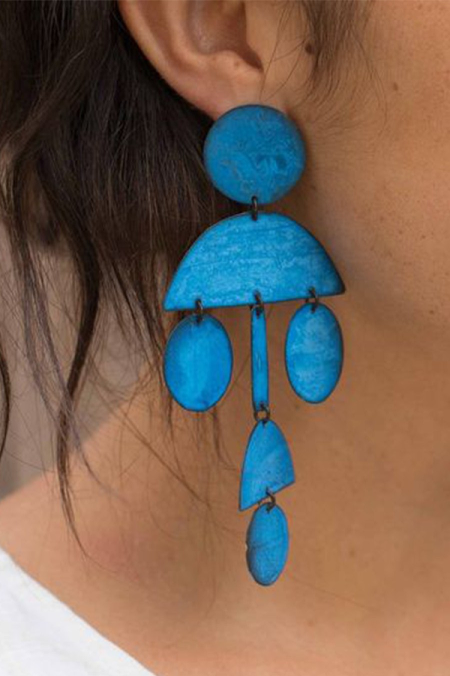 Annie Costello Brown | Pom Pom Blue Earrings