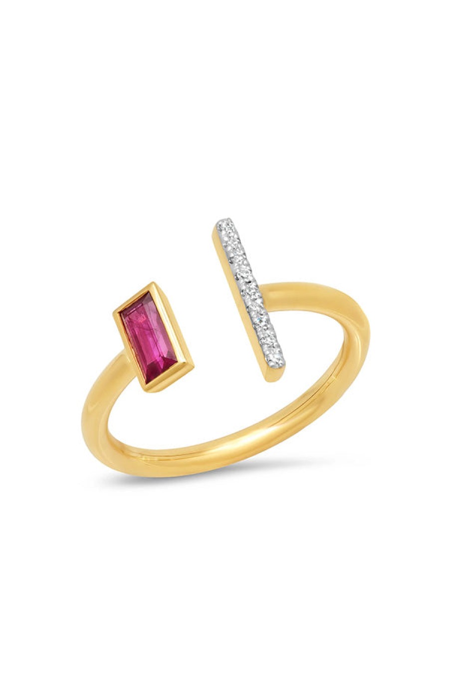 Eriness | Open Ruby And Diamond Bar Ring