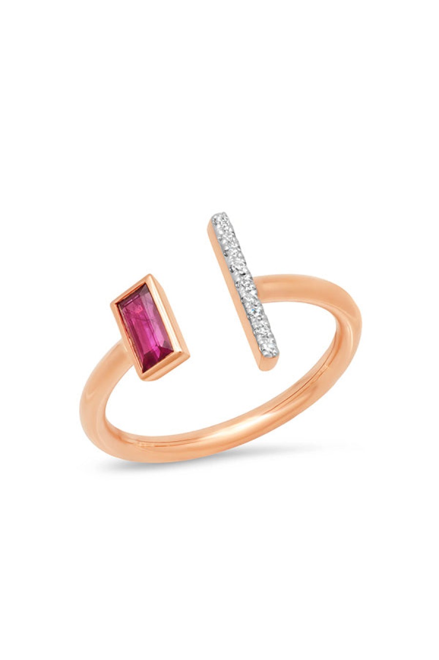 Eriness | Open Ruby And Diamond Bar Ring