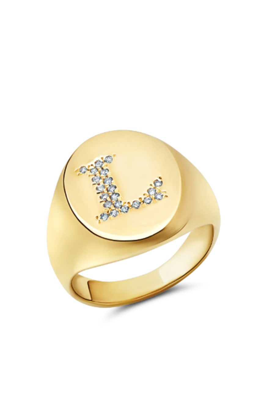 Gabriela Artigas | Large Disc Signet Ring With Engraved White Pave Diamonds