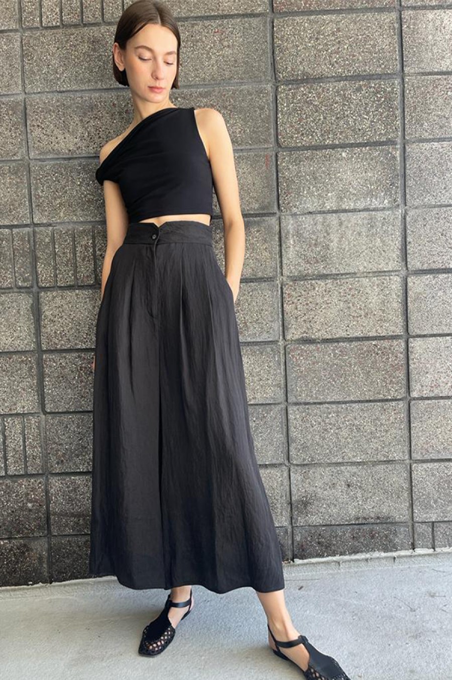 Dusan | High Waist Gazar Pants In Nero