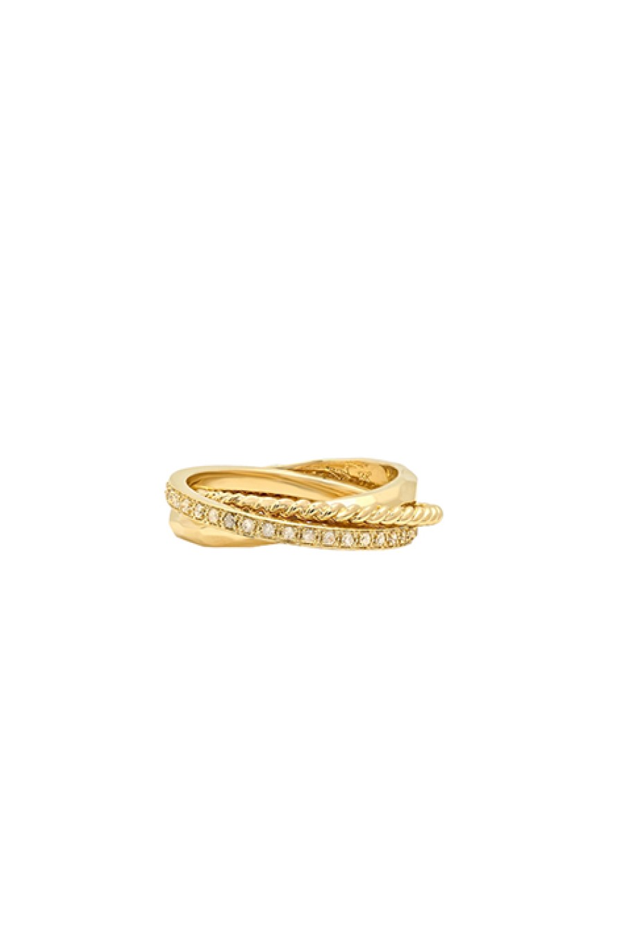 Nancy Newberg | 14K Yellow Gold And Diamond Triple Rolling Ring