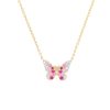 Eriness | Mini Pink And Diamond Ombre Butterfly Necklace