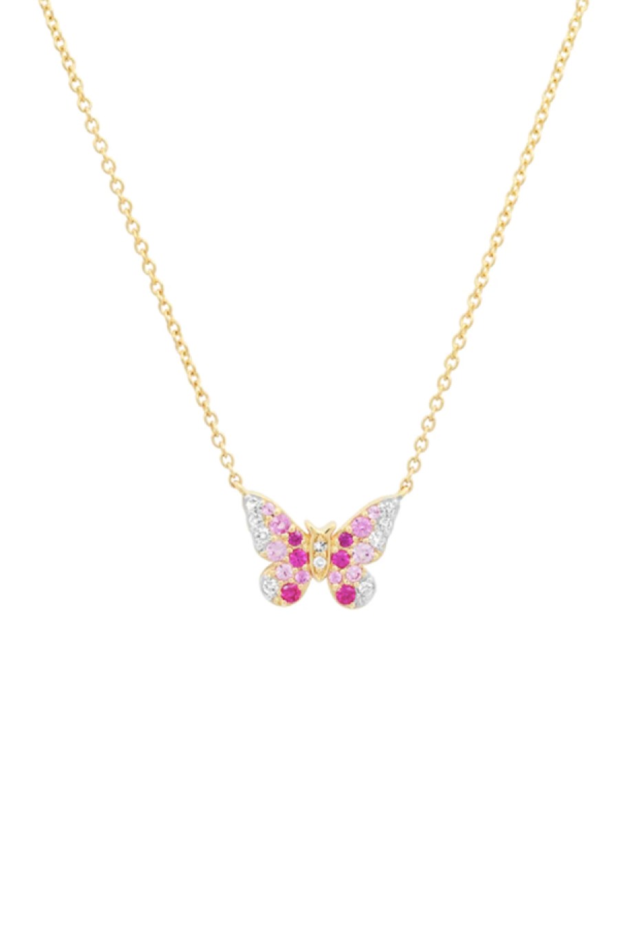 Eriness | Mini Pink And Diamond Ombre Butterfly Necklace