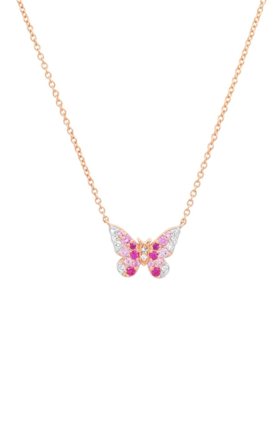 Eriness | Mini Pink And Diamond Ombre Butterfly Necklace