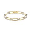 Nancy Newberg | 14K Yellow Gold Long Oval Link Bracelet With Silver And Diamond Rondelles