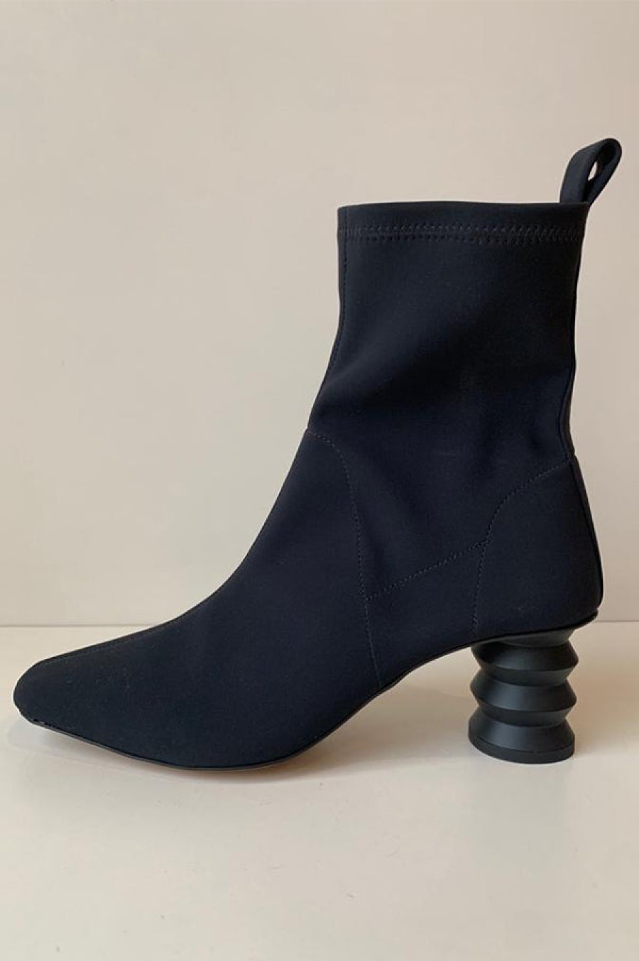 Nomia | The Binx Stretch Boot With Zig Zag Heel In Black