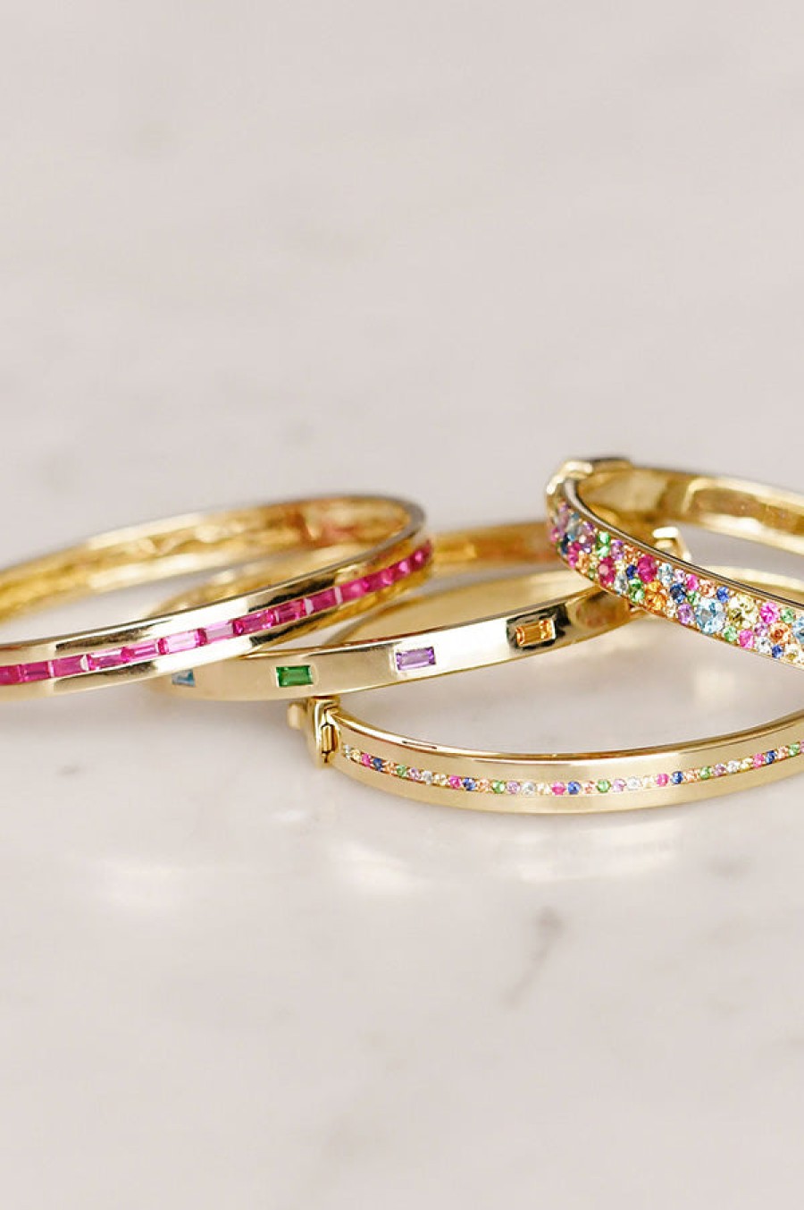 Eriness | Ruby Baguette Row Bangle