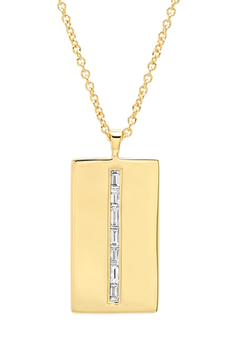 Eriness | Diamond Baguette Dog Tag Necklace