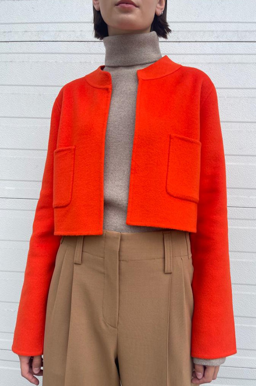 Odeeh | Cropped Open Front Jacket In Mandarin