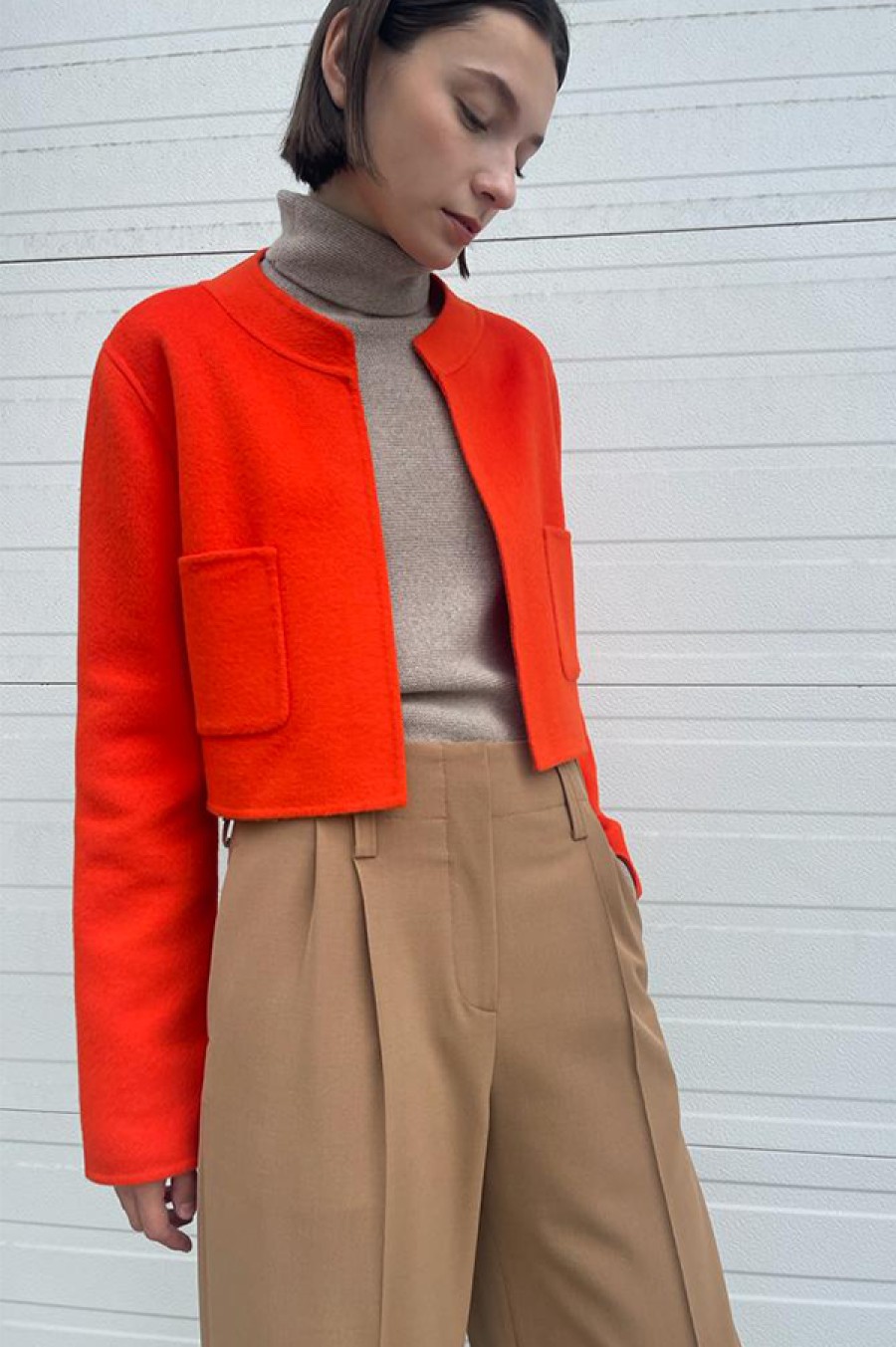 Odeeh | Cropped Open Front Jacket In Mandarin