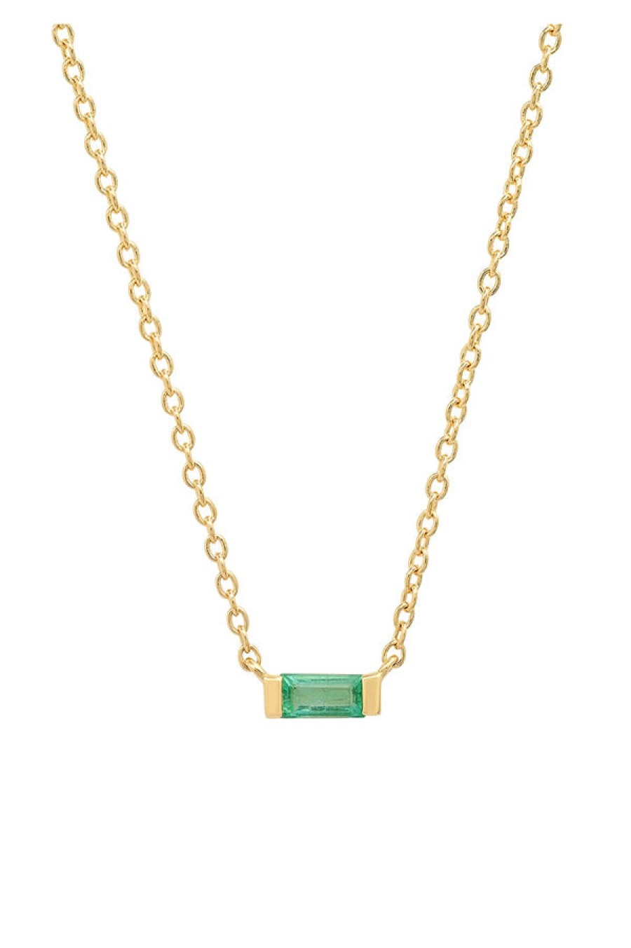 Eriness | Solitare Emerald Baguette Necklace