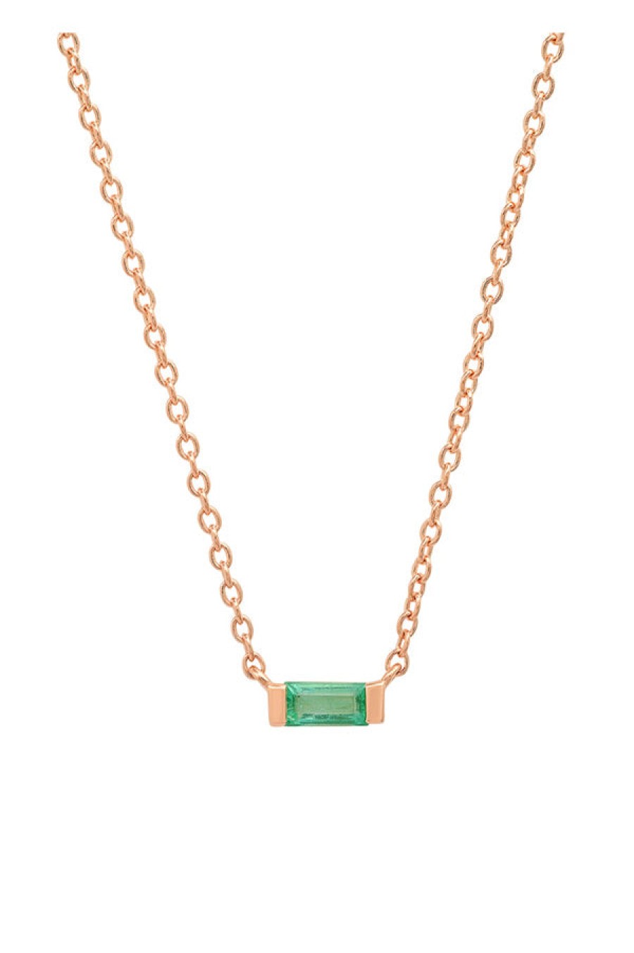 Eriness | Solitare Emerald Baguette Necklace