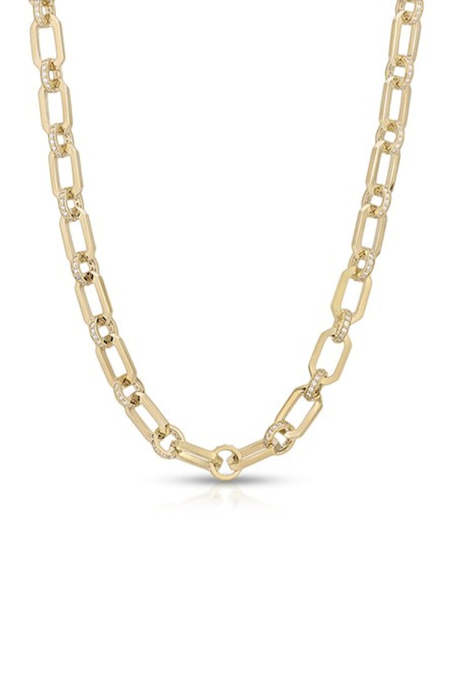 Nancy Newberg | Octagon Link Necklace With Diamond Rondelles