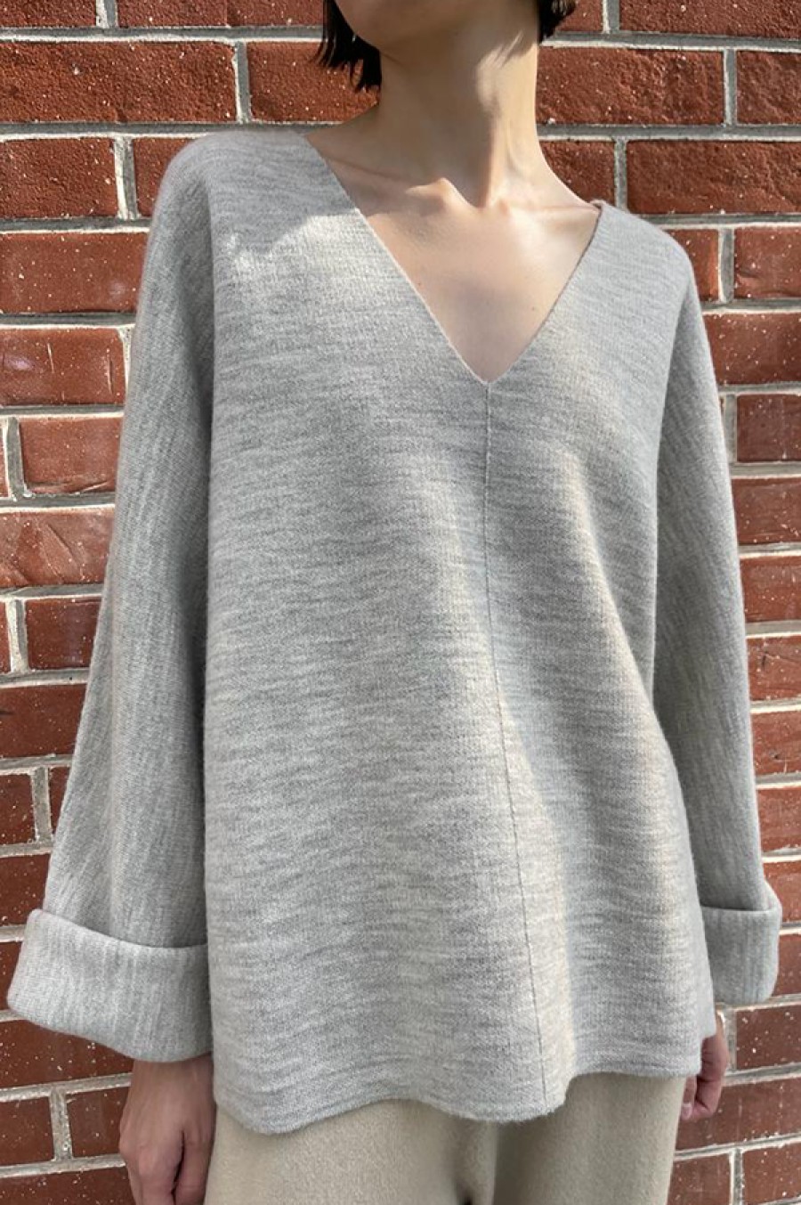 Lauren Manoogian | Double Knit V-Neck Sweater In Carrara