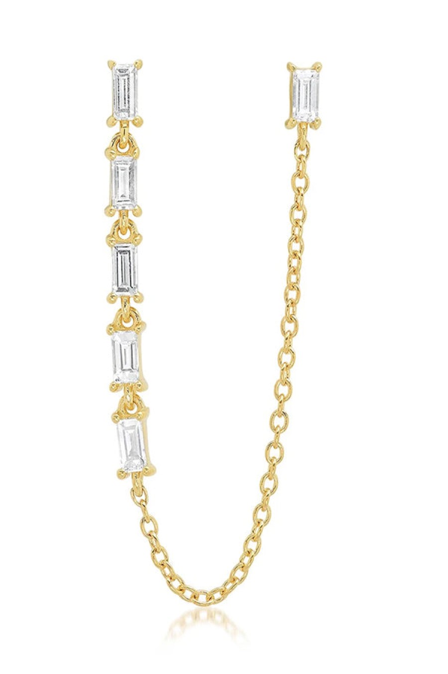 Eriness | Diamond Baguette Link And Chain Stud