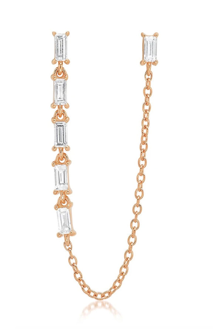 Eriness | Diamond Baguette Link And Chain Stud