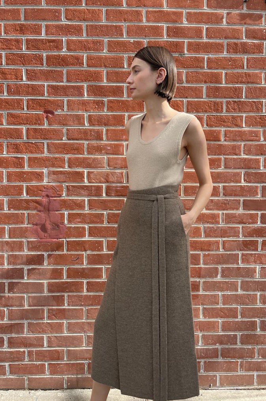 Lauren Manoogian | Double Knit Apron Skirt In Mushroom