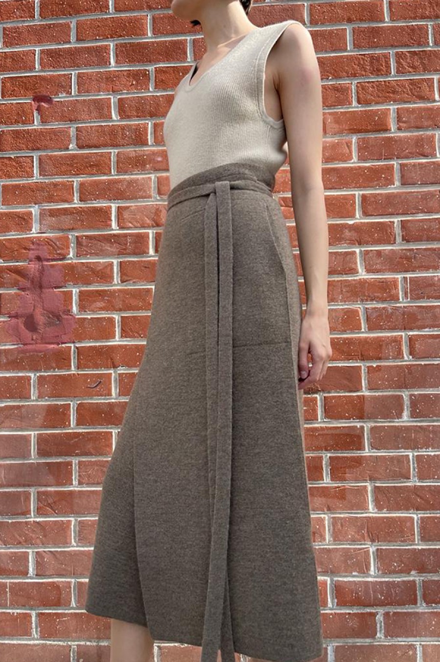 Lauren Manoogian | Double Knit Apron Skirt In Mushroom