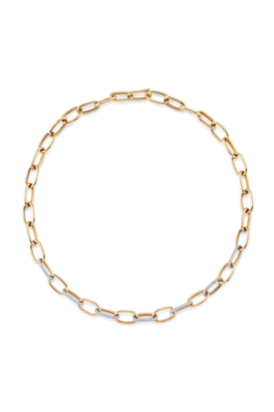 Gabriela Artigas | Long Rectangular Chain Necklace With White Pave Diamond Links