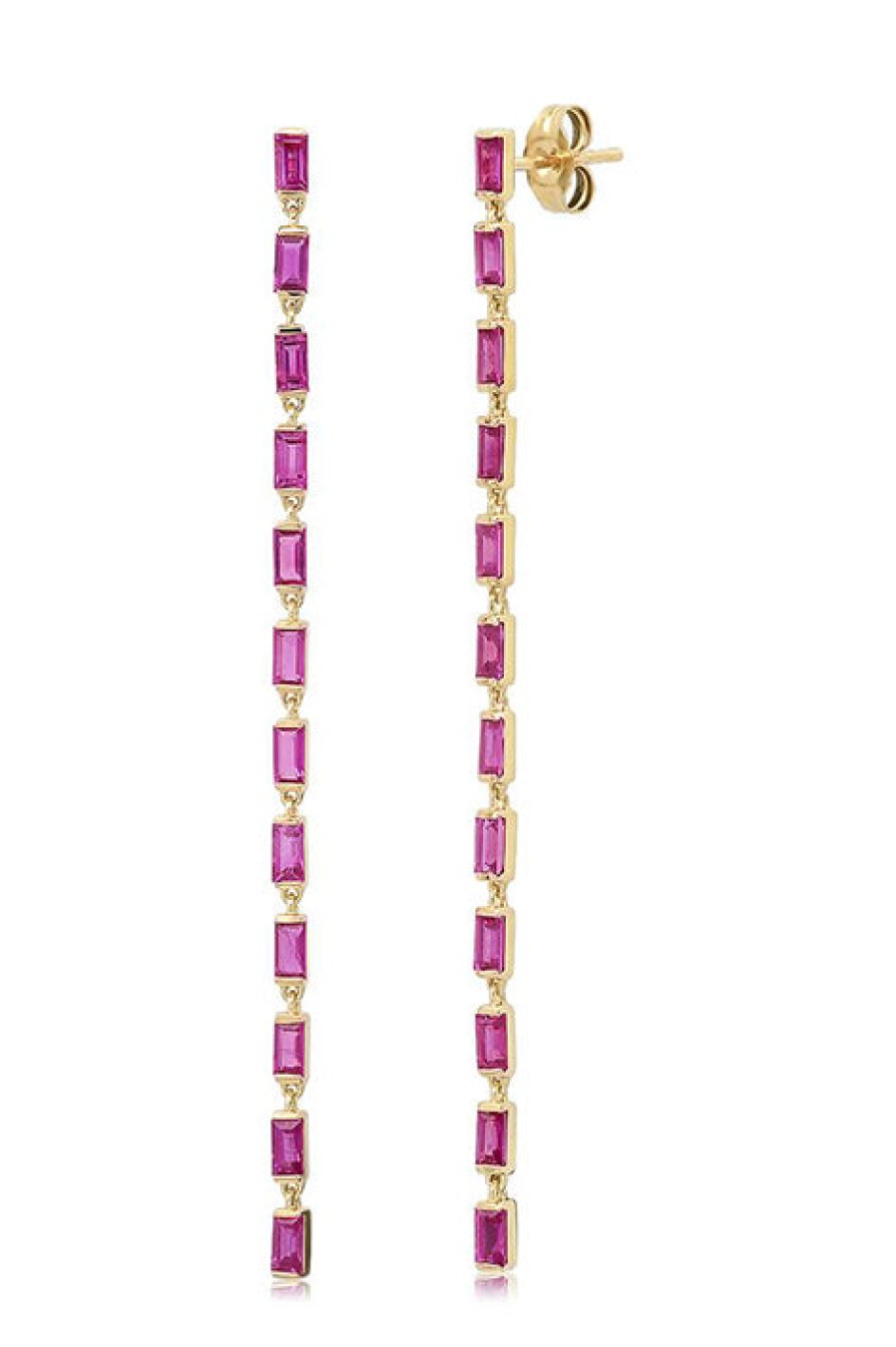 Eriness | Ruby Baguette Link Earrings