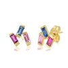 Eriness | Ruby, Pink And Blue Sapphire Baguette Clusters