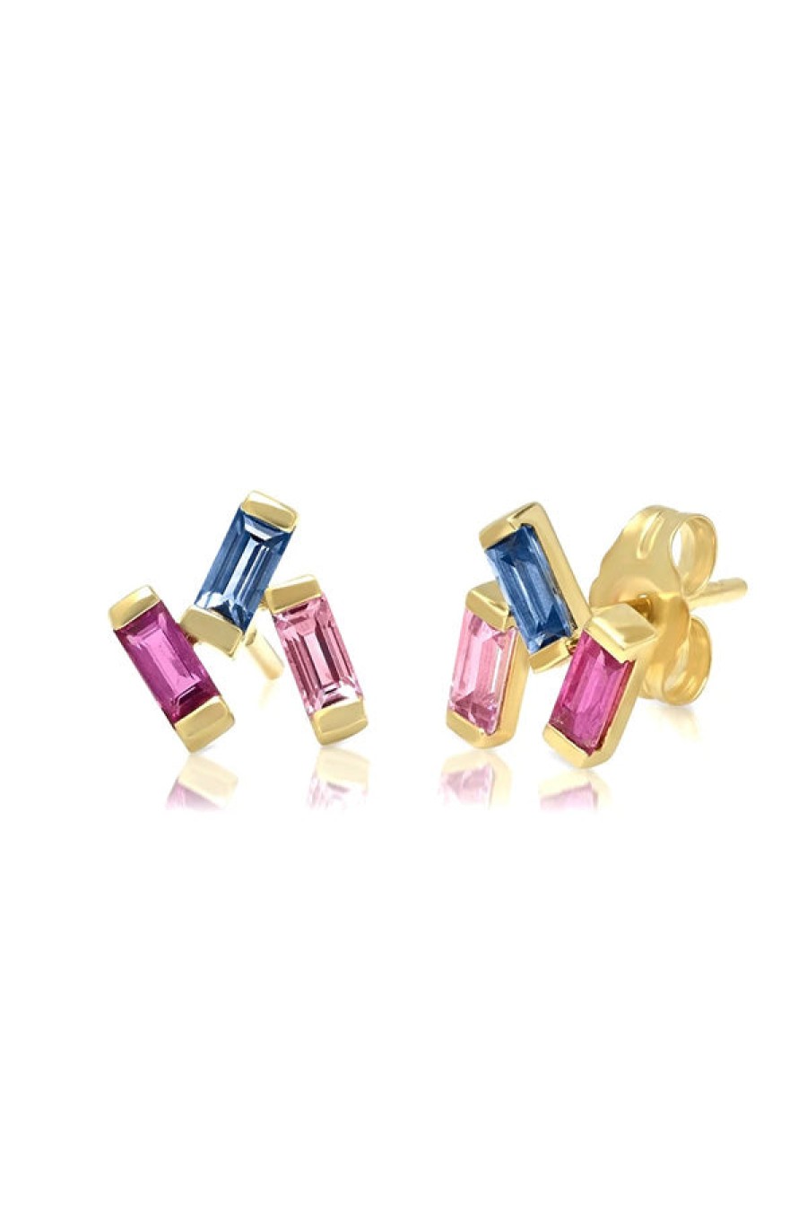 Eriness | Ruby, Pink And Blue Sapphire Baguette Clusters