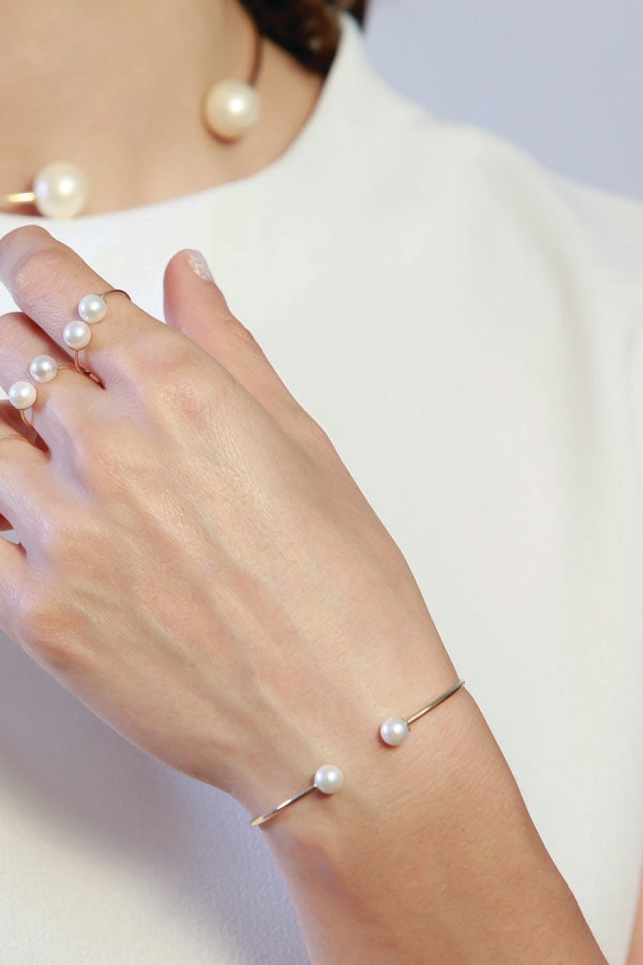 Gabriela Artigas for DES KOHAN | Gold Double Pearl Delicate Cuff Bracelet