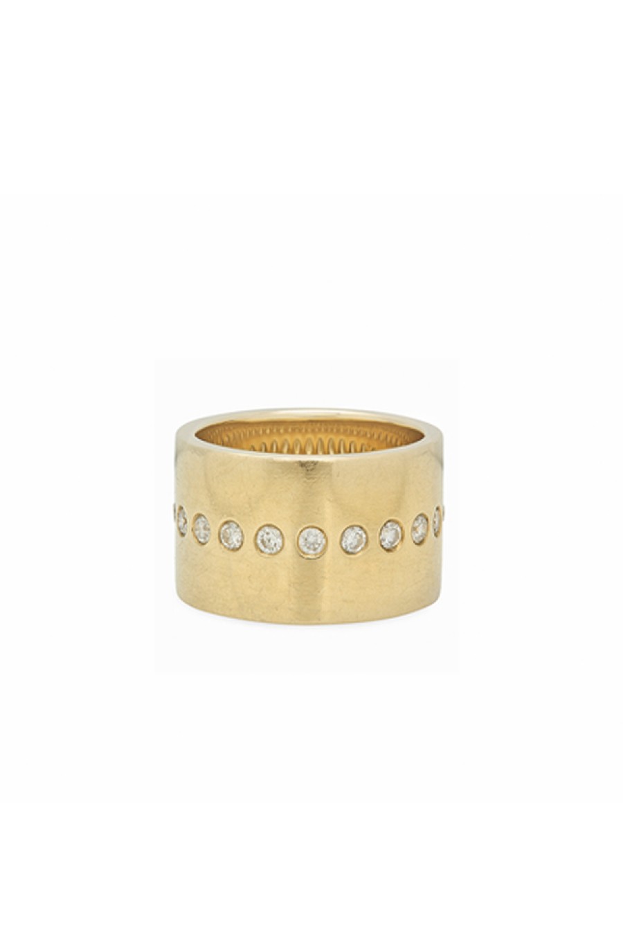 Nancy Newberg | 14K Gold Cigar Band Dotted With Round White Diamonds