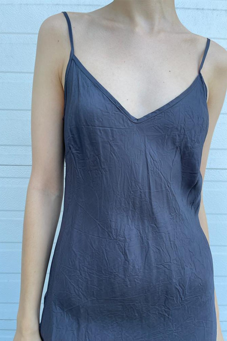 Organic by John Patrick | Calf-Length Bias Long Slip In Charcoal