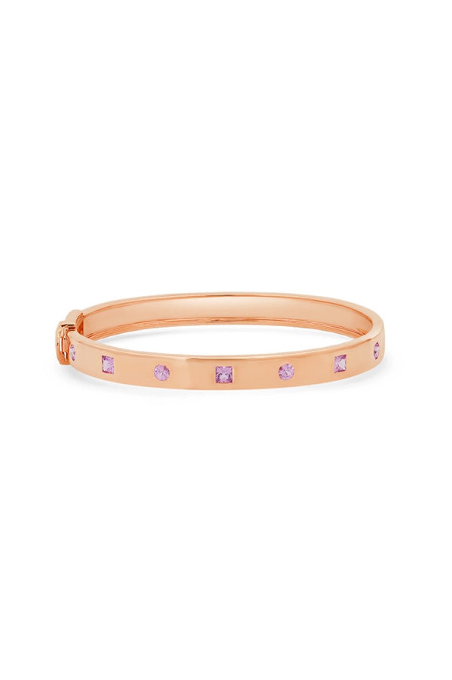 Eriness | Pink Sapphire Princess Cut And Round Bangle