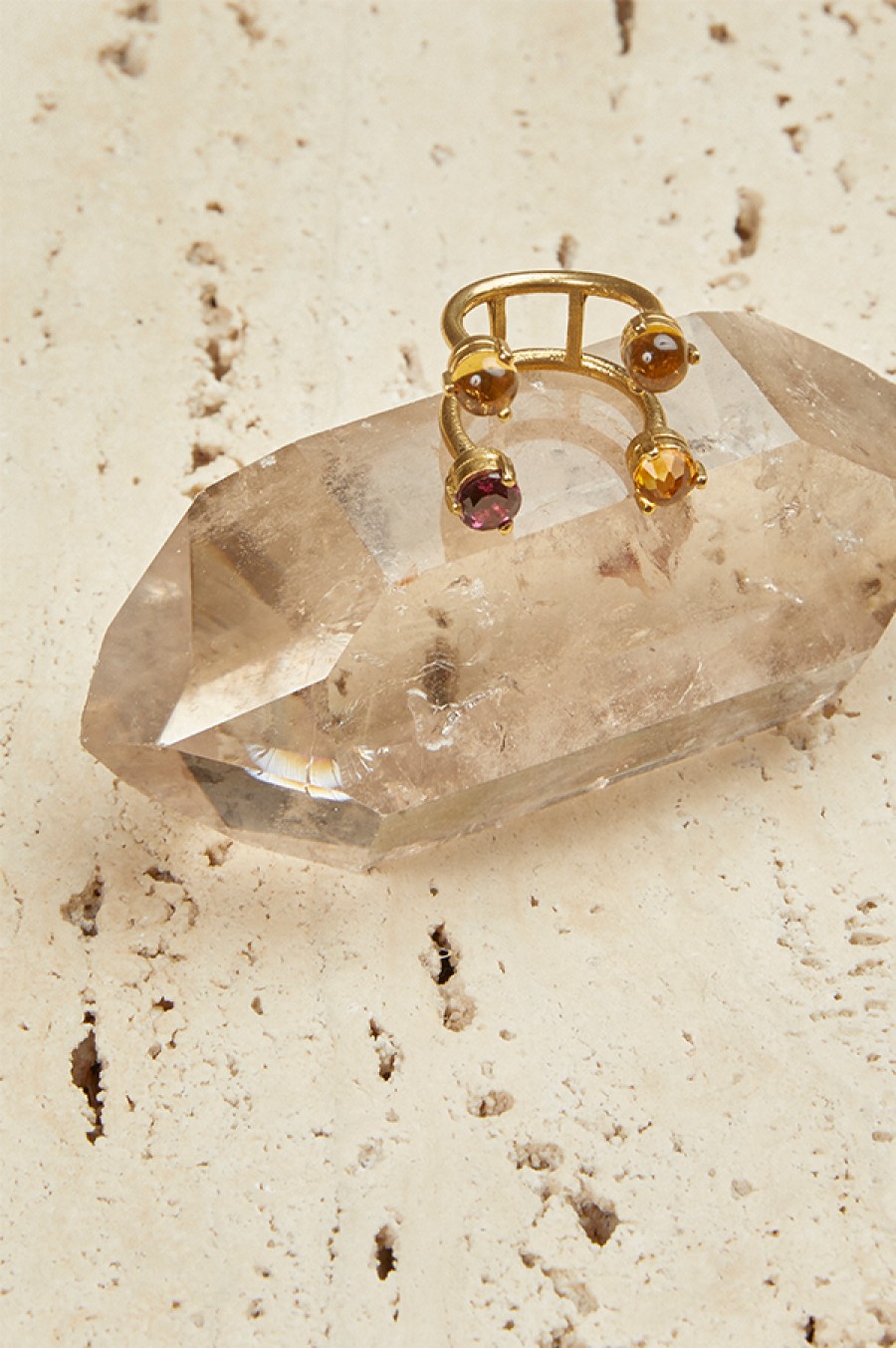 Aesa | Double Wave Citrine & Garnet Ring