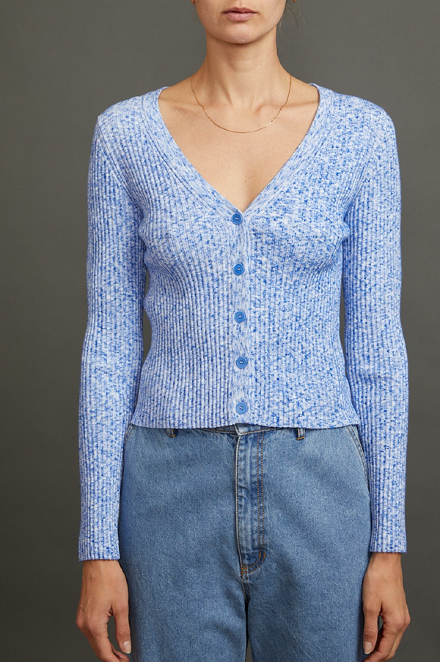 Christian Wijnants | Kardi Rib Knit Cardigan In Blue Melange