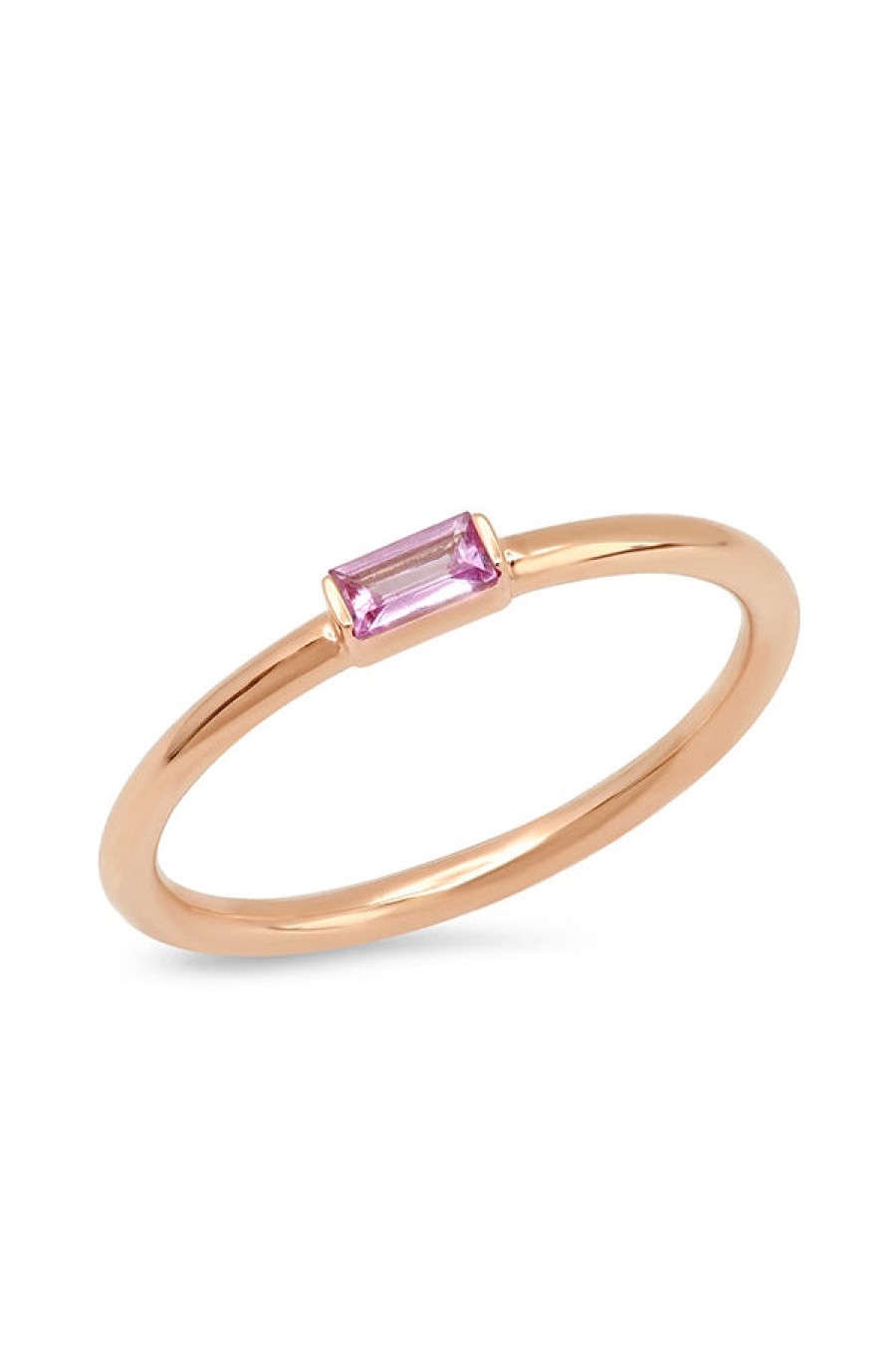 Eriness | Pink Sapphire Baguette Solitaire Ring