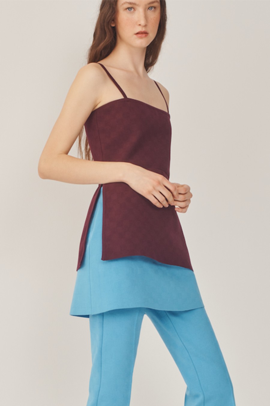 High Sport | Ash Check Jacquard Cotton-Blend Top In Plum