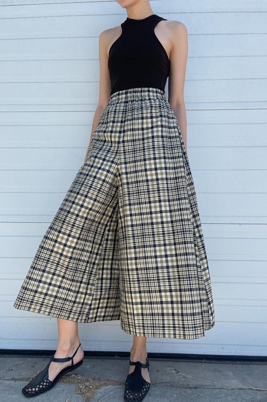 Dusan | Silk Taffeta Gaucho Pants In Check