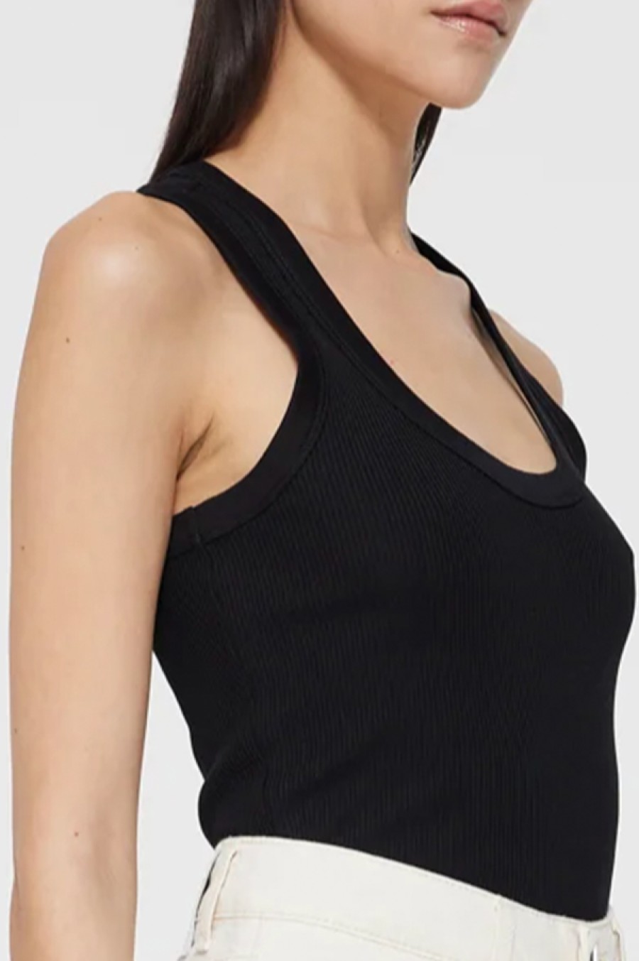 Róhe | Mercerized Cotton Low Tanktop In Black