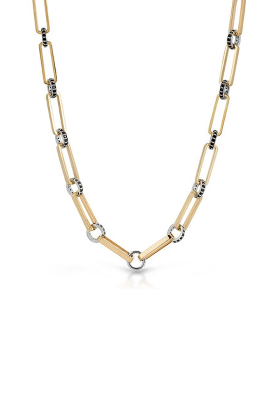 Nancy Newberg | Oval Link Necklace With Black Diamonds