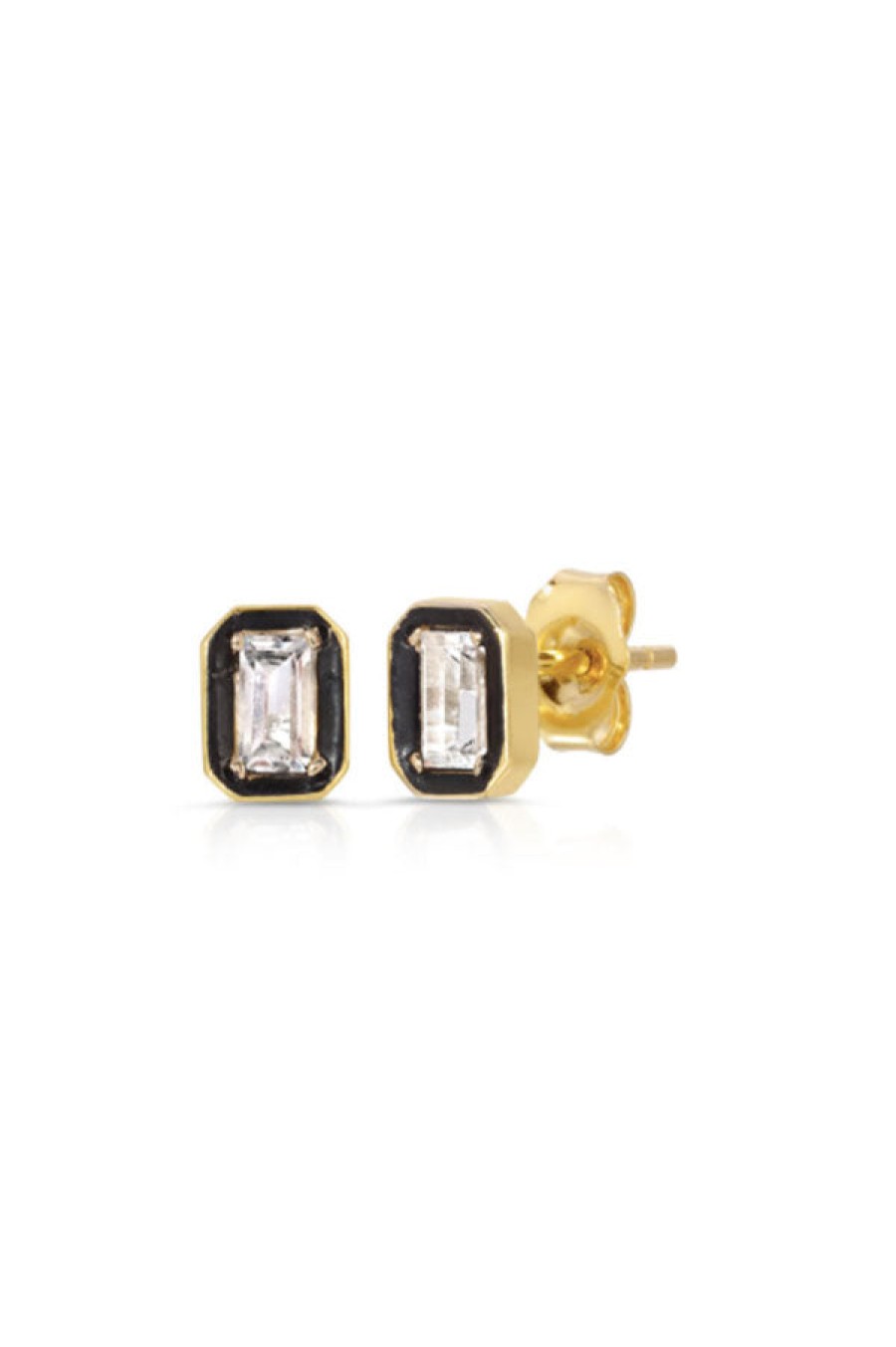 Nancy Newberg | White Topaz Emerald Shape Stud Earrings