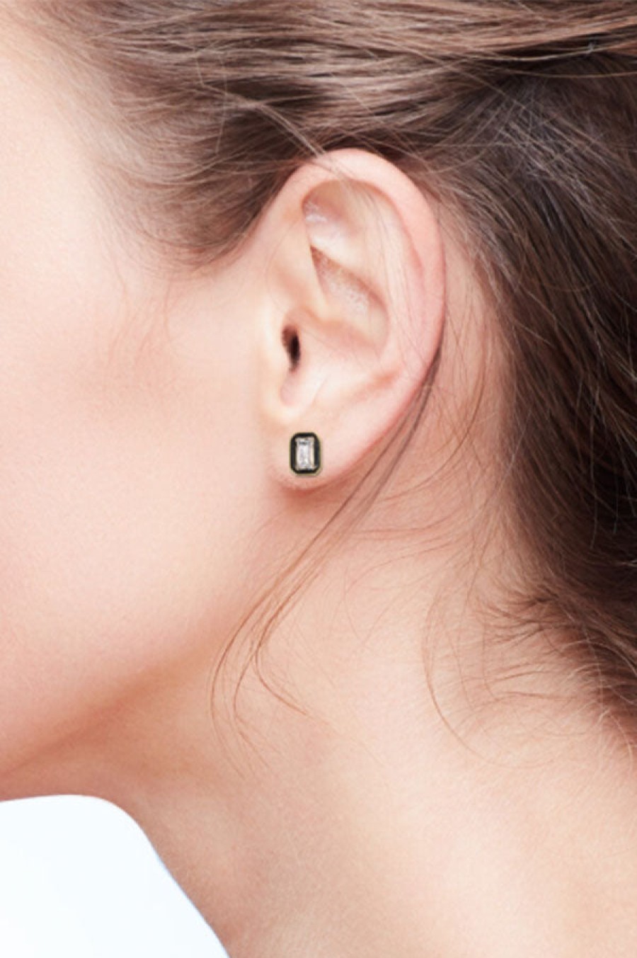 Nancy Newberg | White Topaz Emerald Shape Stud Earrings