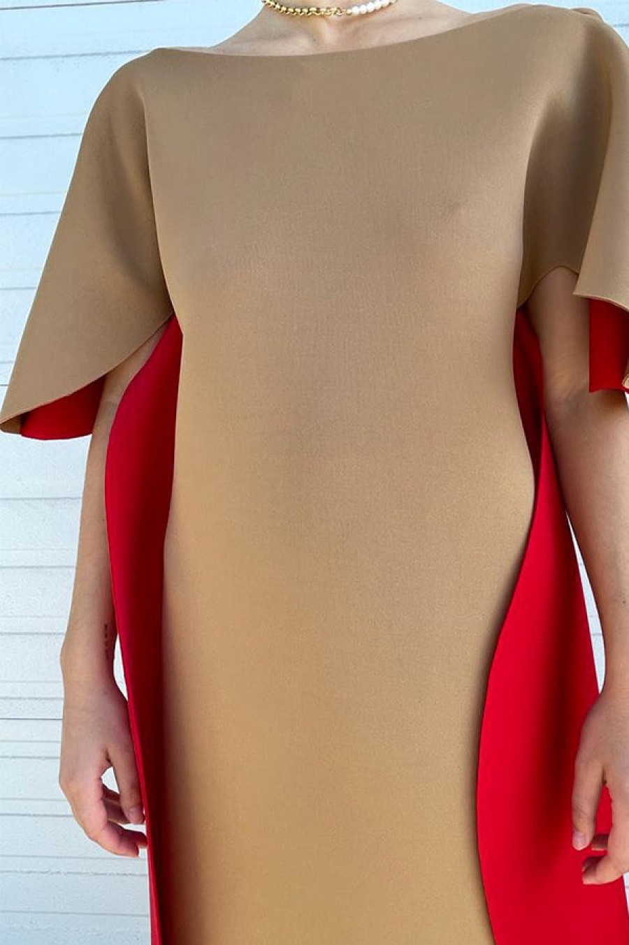 Aliona Kononova | Reversible Scallop Dress In Red/Camel