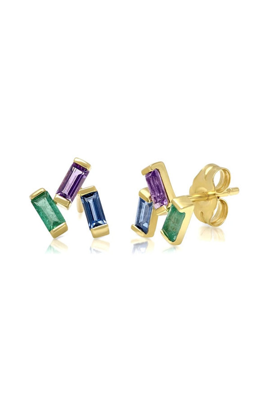 Eriness | Blue Sapphire, Emerald And Amethyst Baguette Clusters