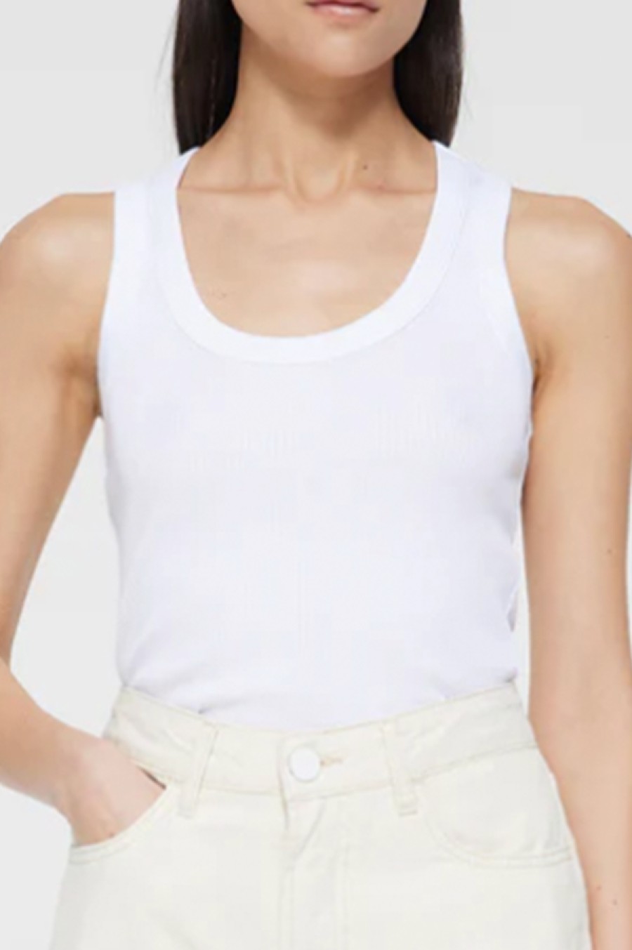 Róhe | Mercerized Cotton Low Tanktop In White