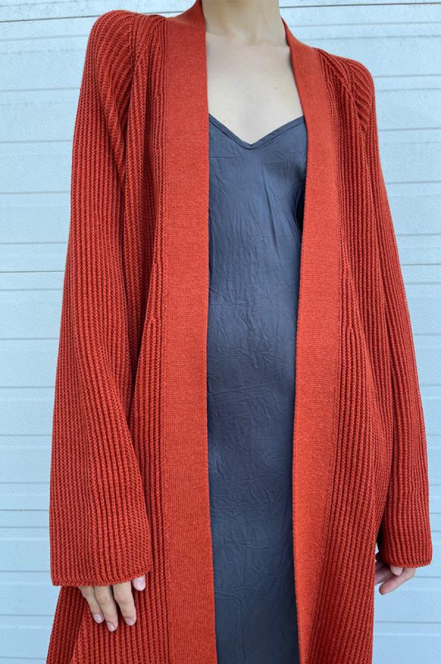 Dusan | Long Linen Cardigan In Rust