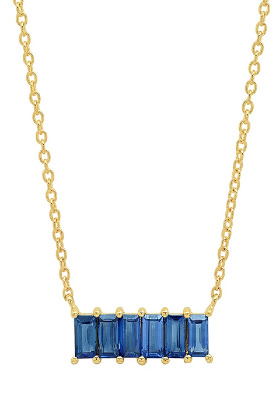 Eriness | Blue Sapphire Baguette Staple Necklace