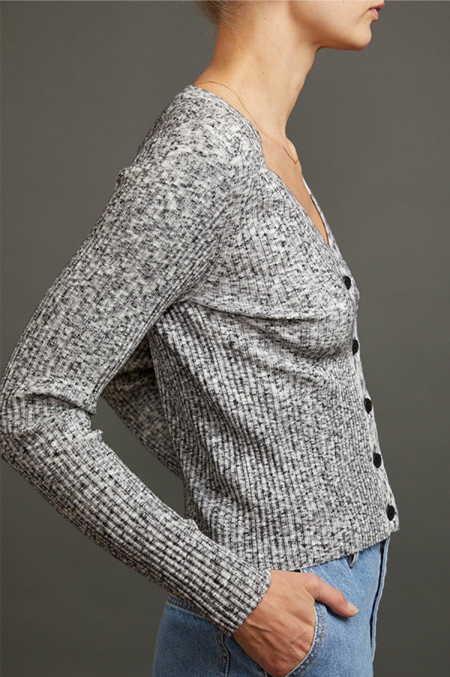 Christian Wijnants | Kardi Rib Knit Cardigan In Grey Melange